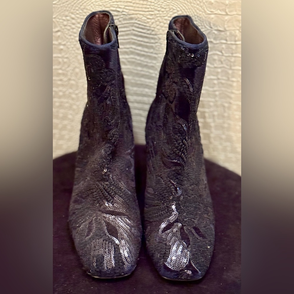 RAS Midnight Blue Sequin Ankle Boots